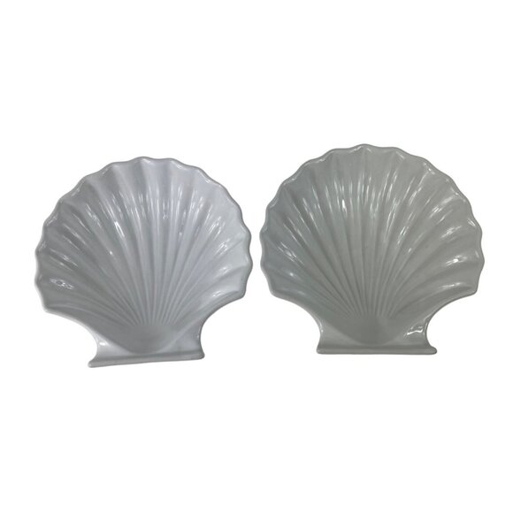 Scalloped Clam Shell Dish Bowls Set Of 2 Seafood Made In Japan Oven Proof - Picture 1 of 15